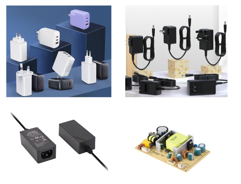 XJK power adapter product collection showcasing various models and designs