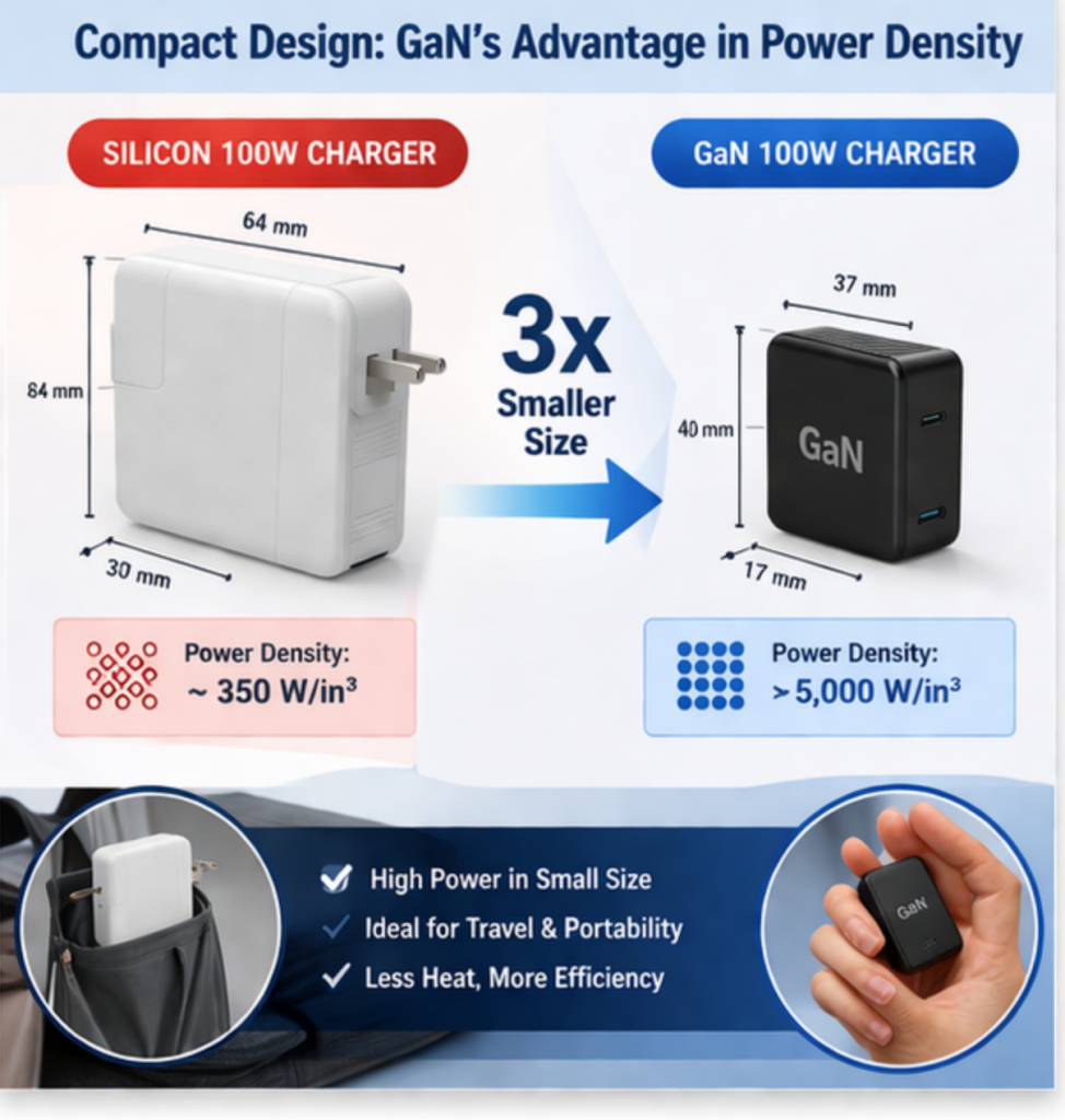 GaN power density size comparison