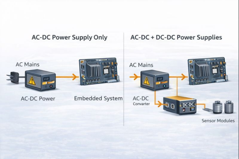 Basic AC-DC and AC-DC plus DC-DC power architectures for embedded systems