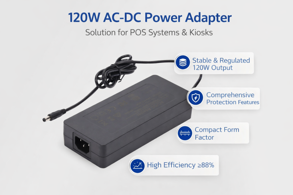120W power adapter solutions for POS system