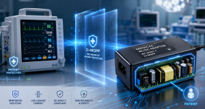 Medical power supply with reinforced isolation barrier for IEC 60601-1 2×MOPP patient protection